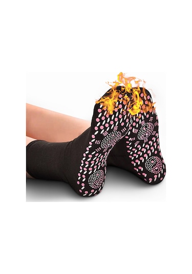 Yuntech01 Turmalin Isıtmalı Masaj Çorapları - 3 Çift Yorgunluk Giderici Ve Kan Dolaşımını Düzenleyen Çorap Siyah