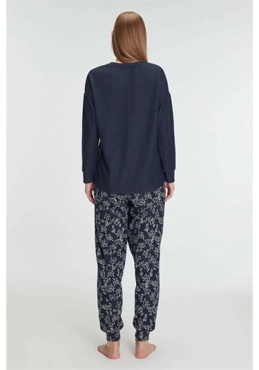 Aria's Closet Uzun Kol Sweatshirt Pantolon Pijama Takımı Lacivert