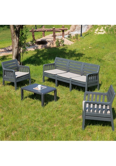 Lara Bahçe Balkon 3' Lü Koltuk-Antrasit