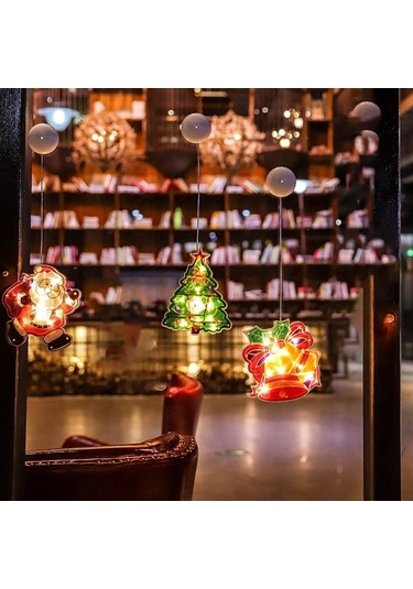 Novahub Noel Baba Kayak Yapan Led Işık Pencerede Kullanım Dekorasyon Pil Dahil Değil