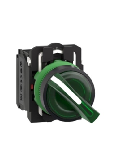 Schneider Electric XB5AK123B5 Yeşil Işıklı Mandal Buton Ø22 2 Konumlu Sabit 1NA+1NK 24V
