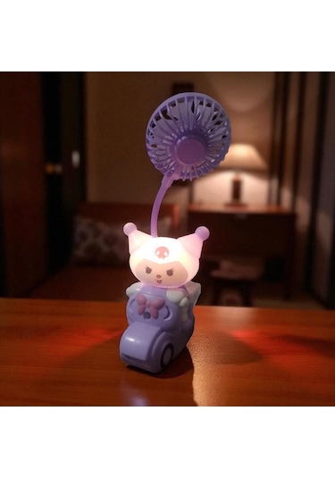 Kuromi Masa Lambası Mini Fan Kalemtraş Mini Vantilatör Usb Şarjlı