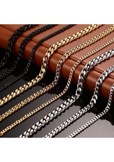 Novahub Altın Paslanmaz Çelik 3/5/7mm Küba Link Zinciri Kolye Erkekler Kadınlar İçin Çiftler Erkek Arkadaşı Koca Punk Tarzı Takı 7mm-48cm Altın - Standart Altın