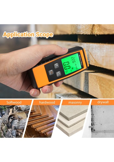 Ranyeek Rz862 İğne Tipi Dijital Nem Ölçer, Ahşap İnşa Malzeme Seçimi, 6-50% Aralığı, Siyah-turuncu Pil Dahil Değil