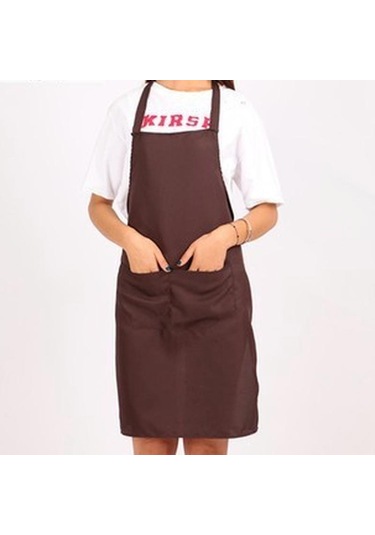 Kahve Cepli Önlük Kalınlaştırılmış Pamuk Polyester Karışımı Yemek Pişirme Mutfağı Restoranı