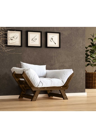 Woodesk Adalar Masif Ceviz-kırık Beyaz Renk Berjer Cpt8131-140 Kırık Beyaz