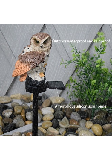 Suofeng Led Güneş Enerjili Sulara Dayanıklı Baykuş Heykeli, Bahçe Bahçe Teras Dekorasyon Işığı, Kahverengi