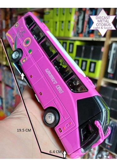 Metal Yolcu Otobüsü Dıecast Koleksiyon Sesli Işıklı Far Yanar Oto