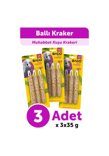 Bado Muhabbet Kuşu Krakeri Ballı 105gr 3lü