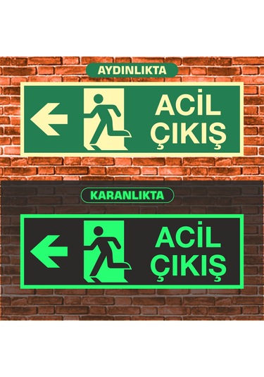 Gala Tabela 10x30 Fosforlu Acil Çıkış Uyarı Ikaz Tabelası