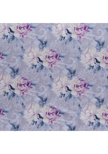 Gri Zeminli Dokuma Dijital Baskılı Kadife Şönil