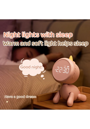 Dofolink Beyaz Unicorn Masa Saati Öğrenci İçin - 3 Alarm, Geri Sayım, Uyku Tuşu, 6 Zil Seçeneği, Işıklı Fonksiyon, Pilli Abs+pc