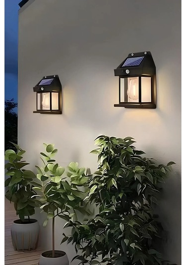 2024 Model Suya Dayanıklı Hareket Sensörlü Güneş Enerjili Solar Led Dış Mekan Bahçe Lambası Siyah