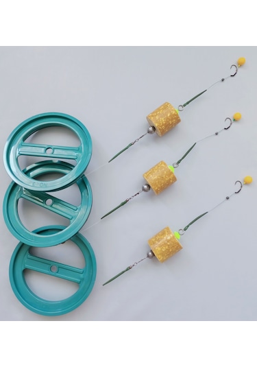 3 Adet Kasnak'lı 100 Mtr Misine'li Sazan Takımı Sarı Pop Up'lı