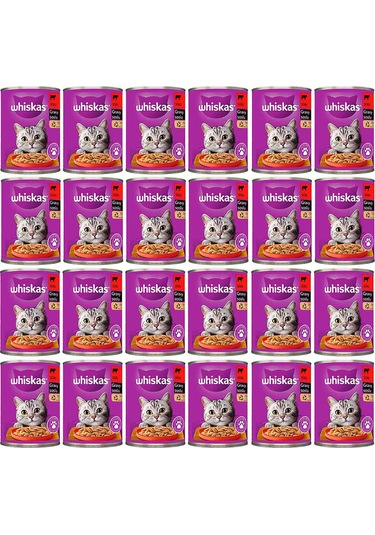 Whiskas Konserve Sığırlı Kedi Mama 400 Gr X 24 Adet