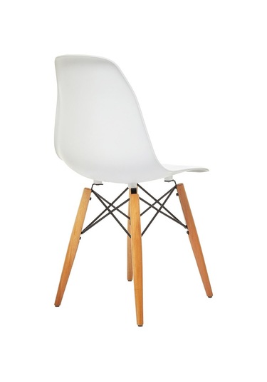 Seduna Beyaz Eames Sandalye | Natural Ahşap Ayaklı | 4 Adet-Beyaz