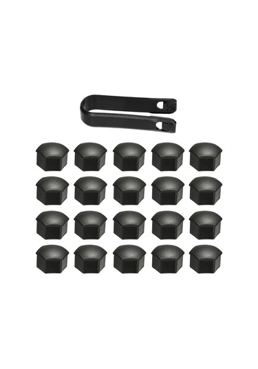 Springsun Tesla Model 3 Jant Somunu Kapağı, Sert Plastik, Siyah, 20 Adet + 1 Adet Çekici, Kırılmaz, Solmaz, Araç Özel, Kolaysız Kurulum