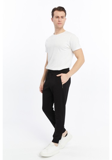 Axxel Erkek Siyah Yüksek Bel Ön Arka Cepli Eşofman Altı-p782 Siyah