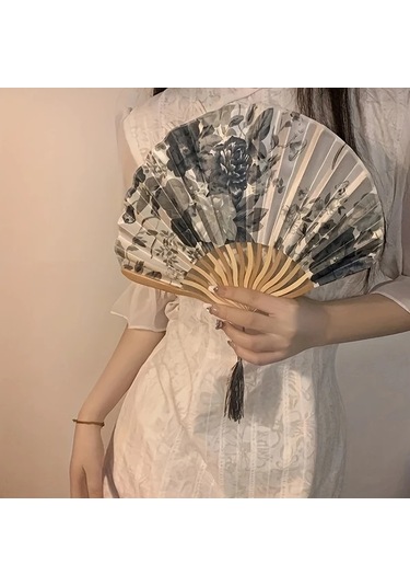 Oldfriend El Yapımı Altın Çiçekli Vantilatör - Düğün, Dans Ve Partiler İçin Taşınabilir Hediyelik