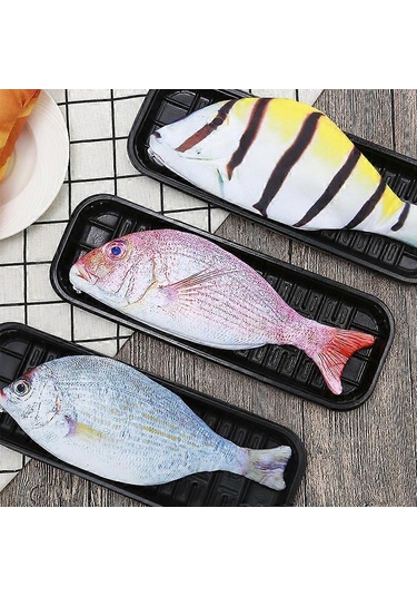 Yaratıcı Hediye Balık Şeklinde Kalem Çantası Kalem Kutusu Fermuarlı Kese Okul Kırtasiye Simülasyonu Tuzlu Balık Deniz Balığı Kalem Kutusu 2 Adet D- Whitebait Lüfer Çok Renkli