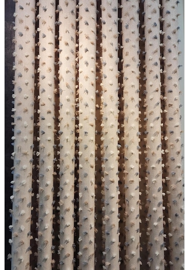 Pastel Püsküllü Fon Perde Bej Renk - Modern Ve Neşeli Tasarım Bej