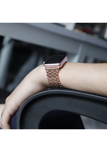 E2M Apple Uyumlu  Watch 42-44mm KRD-16 Metal Siyah Kordon