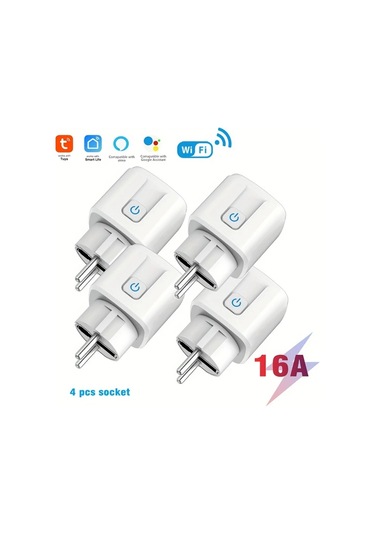 Motion003 4 Adet Akıllı Priz Tuya Wifi 16a Avrupa Standart Fiş Uzaktan Kumanda Alexa Google Home Uyumlu Sku 16a 4 Adet
