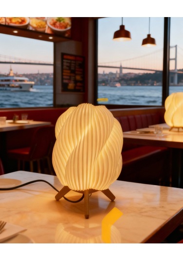 Modern Beyaz Renk Abajur Dekoratif Tasarımı İle Ev, Ofis, Cafe Ve Restorant Beyaz