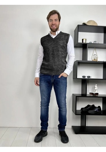 Stil' Goroda Okul Ve Ofis İçin Örgü Yelek 169201481 Koyu Gri