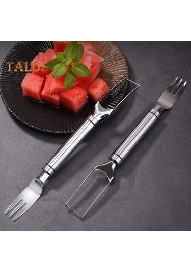 Salata Kavun Kesici Yeniden Kullanılabilir Dilimleme Malzemesi Güvenlik Uygun Hızlı Güvenli Kavun Meyve Kesici Dilimleme Mutfak Alet Gümüş