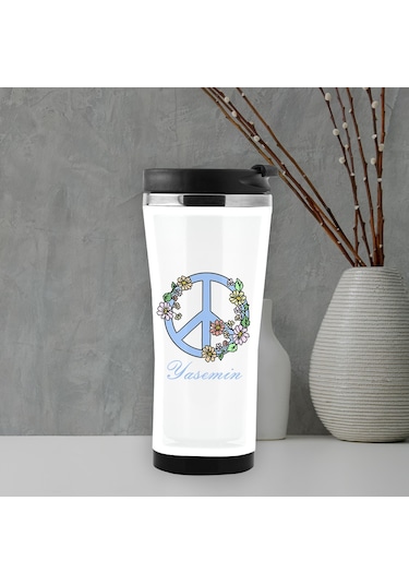 Peace Barış Logolu Isme Özel Mug