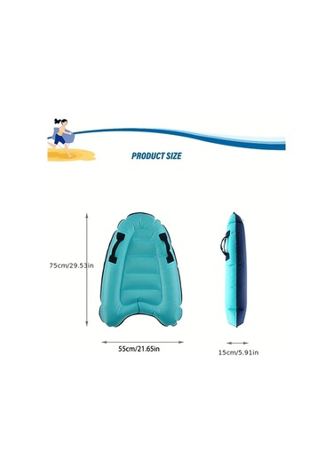 Honeybeeshop Yımuwn Yetişkin Boyutlu Mavi Göl Şişme Sörf Tahtası Dayanıklı Pvc Yüzen Tekme Tahtası Mavi Siyah Kayışlar Havuz Plaj Eğlencesi İçin