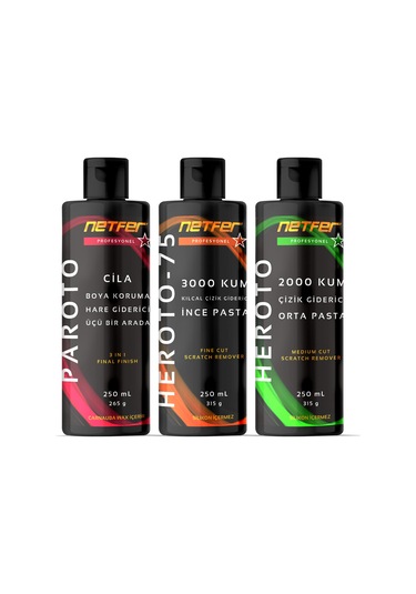 Netfer 3'lü İnce Orta Pasta Cila Set - 3x250 Ml