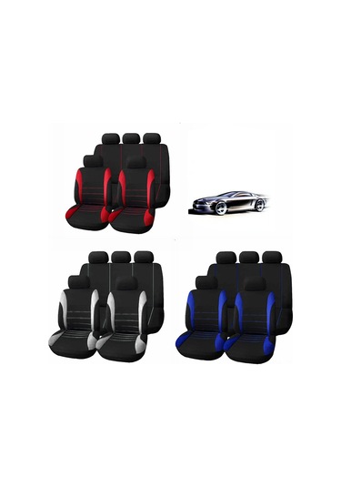 Padalink Otomobil Koltuk Koruyucu Seti 9 Parça - Kumaş, Tüm Mevsim Kullanıma Uygun, İç Döşeme Dekorasyonu Ve Koruması, Gri Renk