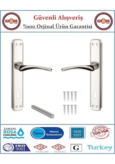 Bravo İç Oda Kapı Kolu - Mat Nikel Kaplama - 1 Takım Ön Ve Arka