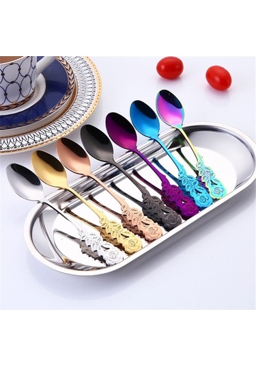 Dancemonkey Küçük Mini Paslanmaz Çelik Kahve Kaşığı Mavi , Pratik Tasarım Mavi