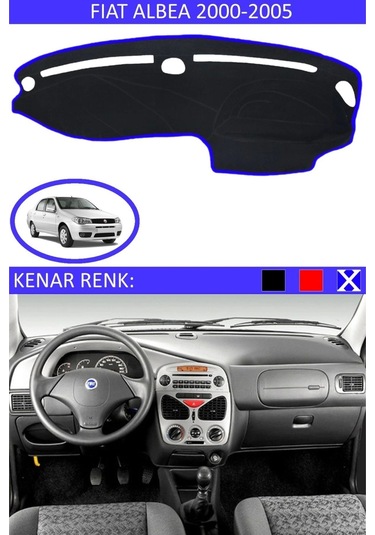 Fiat Albea 2000-2005 Modelleri İçin Uygun Torpido Koruma Halısı Siyah Kenar Renk Mavi 1 Adet