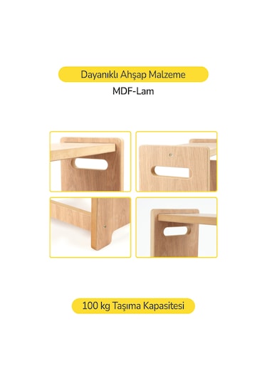 Ahşap Yükseltici Basamak Tabure Çok Renkli