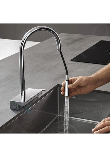 Hansgrohe Aquno Select M81 Spiralli Eviye Bataryası Sbox Krom Krom