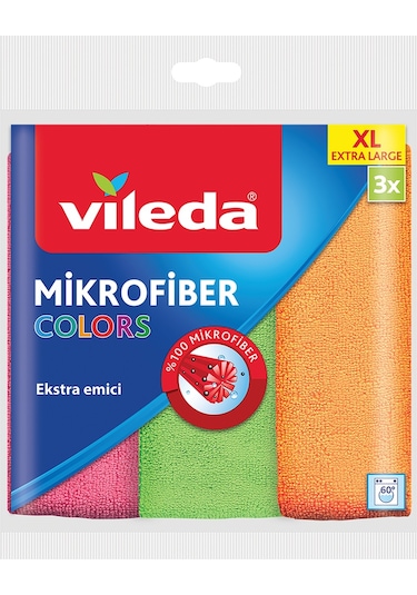 Vileda Mikrofiber Colors XL Temizlik Bezi 3'lü 36 x 38 CM