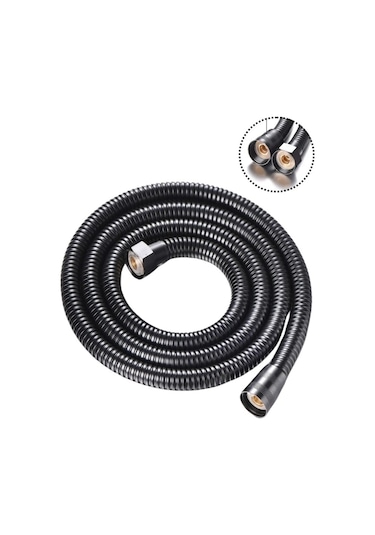 1.sınıf Dayanıklı Spiral Duş Hortumu Siyah Metal Örgülü 1.5 M Kyk1010 Siyah