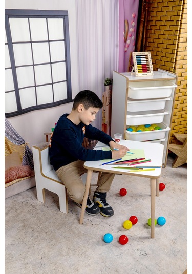 Industrial Living Çocuk Oyun, Aktivite Ve Etkinlik Masası - 49x49 Beyaz - Beyaz