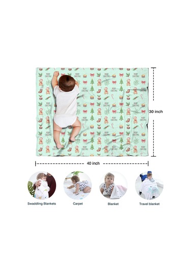 Noel Desenli Bebek Battaniyesi 40x30 İnç, Polar, Yumuşak, Hafif Ve Kalın Noel Çorap Ayısı