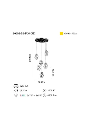 Parrını Ledlı 6 Lı Sarkıt 62w 3000k Çok Renkli