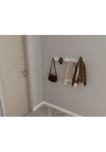 Hepsi3boyutlu Modern Duvar & Kapı Kanca Askılık - 7 Adet Beyaz Kanca Askılık - Model No : 3 Beyaz