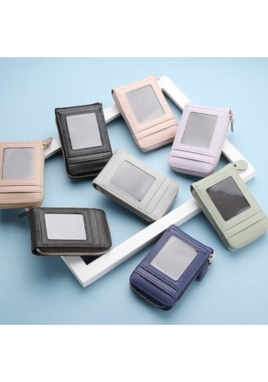 Trendooze Linjinxu Deabolar Çok Yuvalı Kart Tutucu Fermuarlı Kimlik Kapağı Pu Deri Bozuk Para Kesesi Gri Diğer