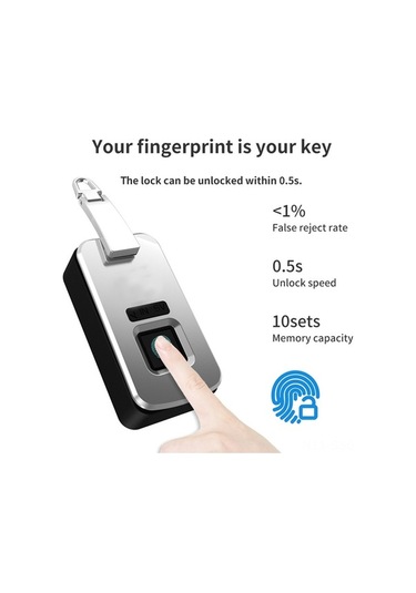 Pazly Parmak İzi Kilitli Akıllı Çanta Kilit - Hızlı Açılış, Uzun Pil, Çinko Alaşımı Diğer