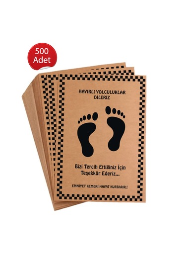 Kraft Araç Araba Oto Paspas Kağıdı Baskılı 500 Adet 35x50 Cm