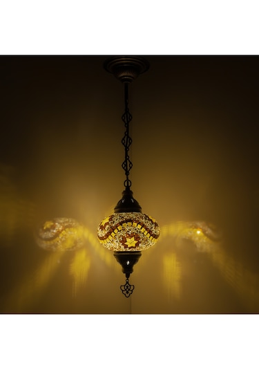 Osmanlı Mozaik Askılı Lamba Tekli Osmanlı Tarzı Avize Renkli