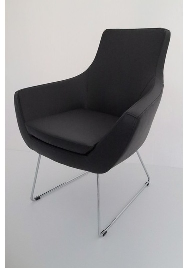 Fahren Siyah Deri Rahat Küçük Ofis Lobi Bekleme Koltuğu